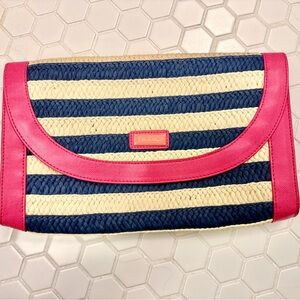 Lily Pulitzer Pink and Navy Striped Clutch